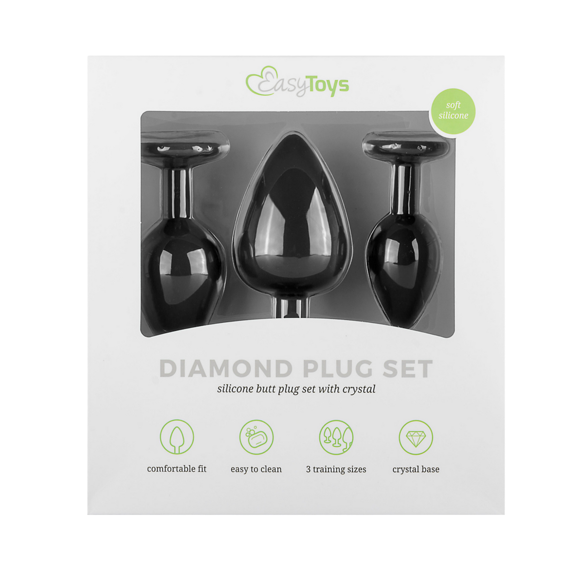 Silicone Buttplug Set with Diamond