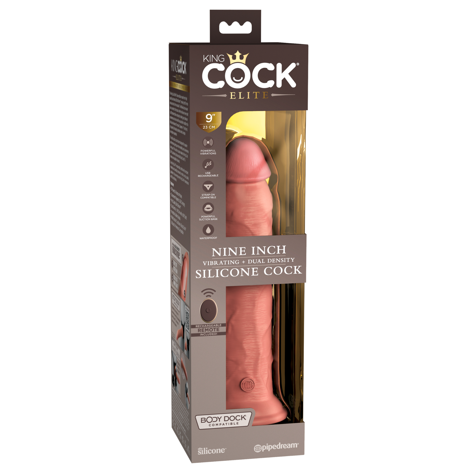 9" Vibrating Dual Density Silicone Cock with Remote