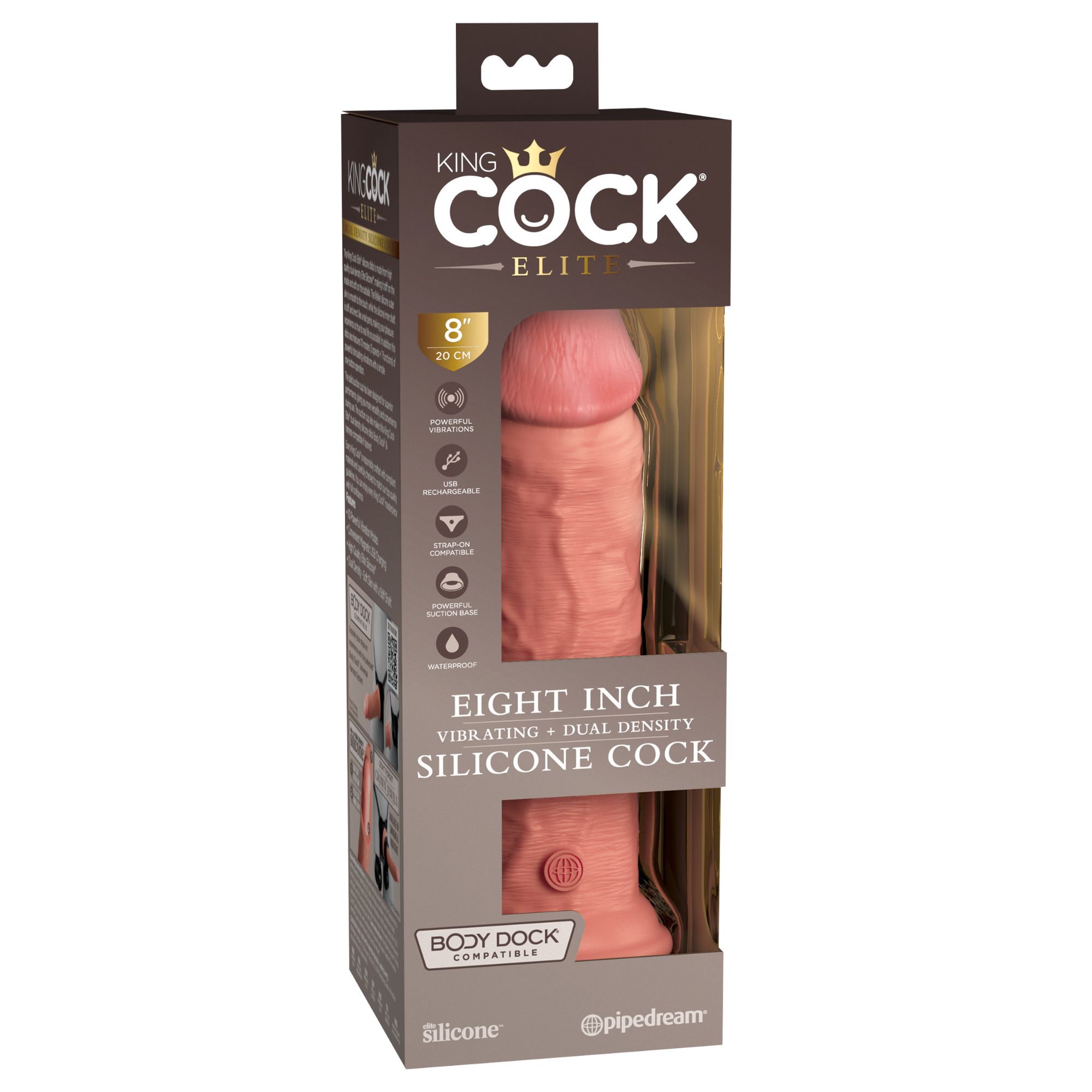 8" Vibrating Dual Density Silicone Cock with Remote