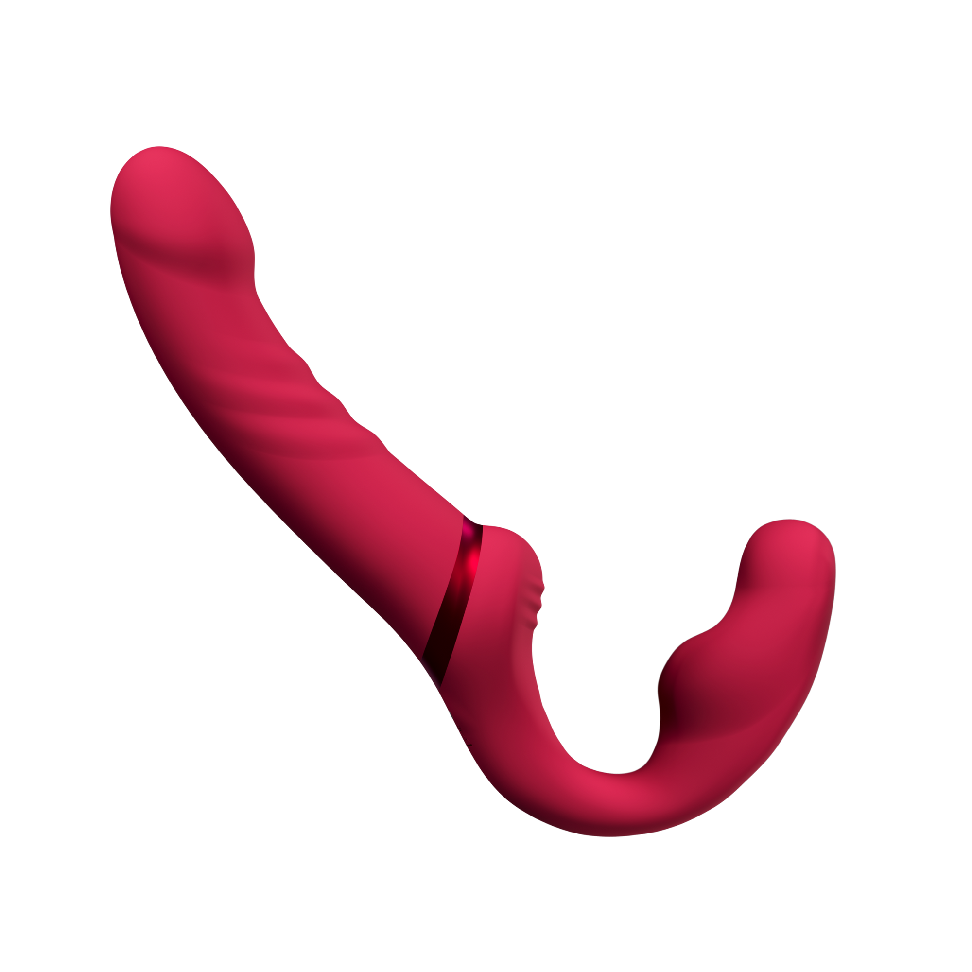 Rautt strap-on úr sílikoni