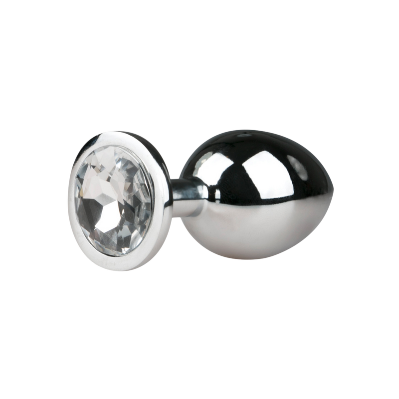 Metal Butt Plug Silver/Clear